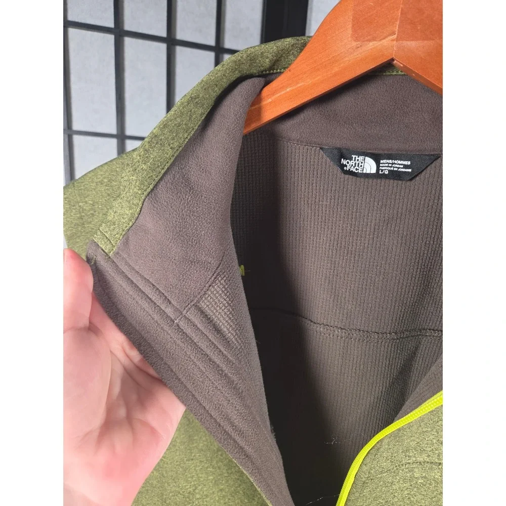 The North Face Mens WindWall Vest Heather Olive Green Full Zip Fleece Lined L
